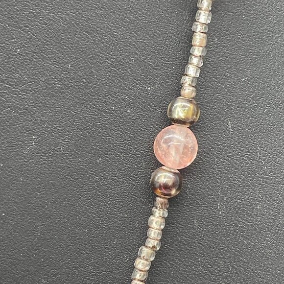 925 Sterling Silver Stone and Beaded Pendant Necklace Adjustable 20 inches - Picture 7 of 8